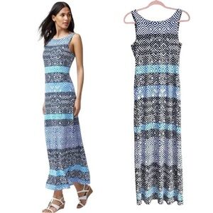 Tommy Bahama Maxi Dress Size Large NWT | Sleeveless Geometric Stripe Resortwear